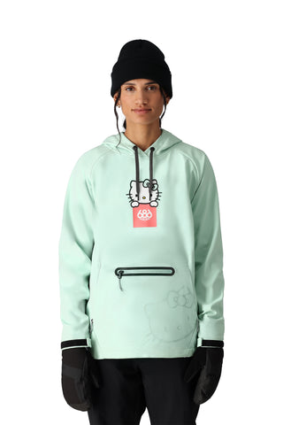 686 Women's Waterproof Hoodie Hello Kitty Spearmint
