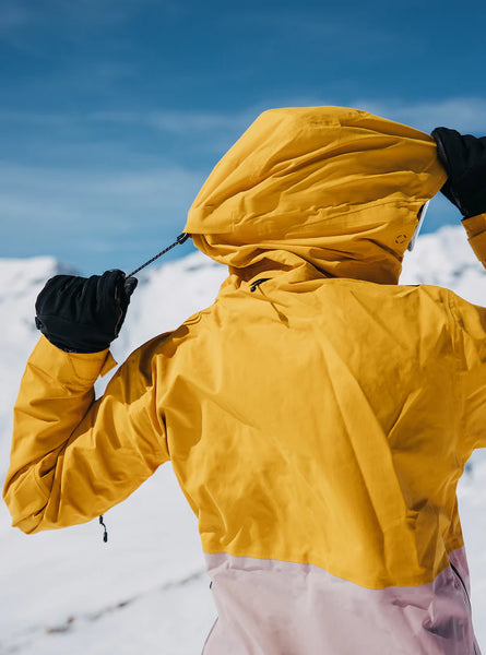 Burton Women's AK GORE-TEX Kimmy 2L Anorak Goldenrod/Shadow Pink Hood Back Cinch