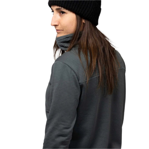 Jones Womens Flagship Recycled Grid Fleece Pullover Fit Back