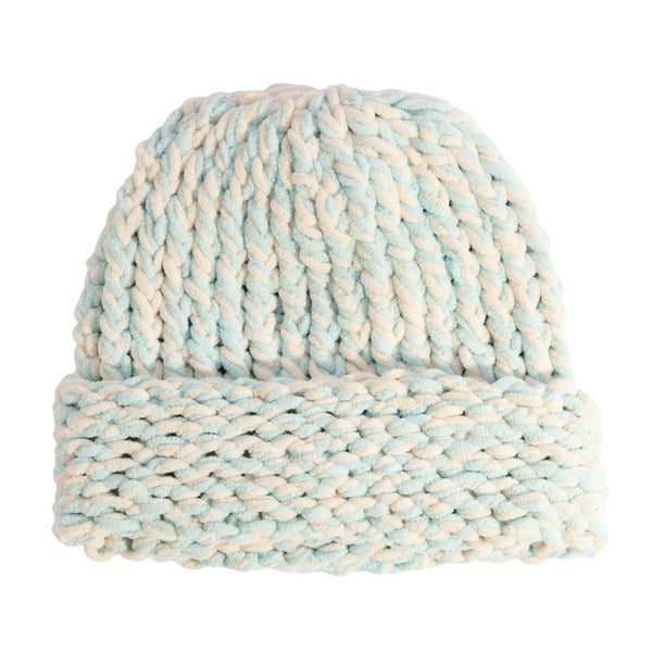 Lampshade Cuffed Beanie 2627 White Blue