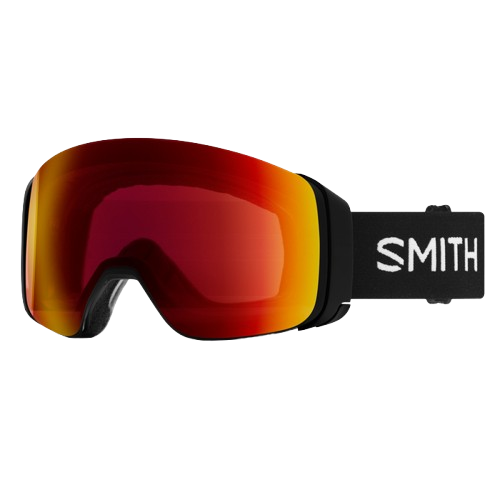 red lens ski goggles Smith 4D MAG Goggles Black / ChromaPop Sun Red Mirror