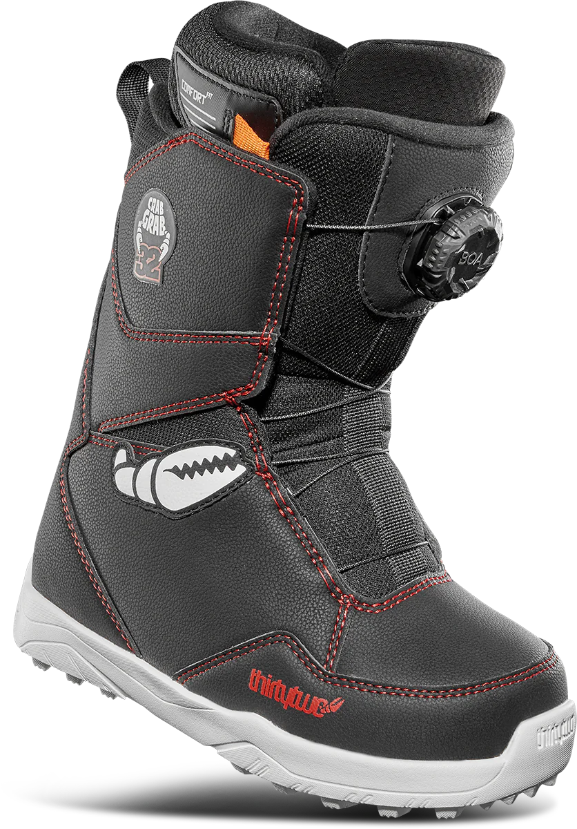 snowboard boots thirtytwo ThirtyTwo Youth Crab Grab Lashed BOA Snowboard Boots Black/White/Red / 3C